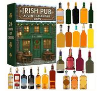 Irish Pub Alcohol Advent Calendar 2025, 24 Acrylic Ornaments Bottles for Christmas Countdown Calendar, Beer Advent Calendar 2025 Men, Ideal Christmas Gifts for Men Dad Wine Lovers