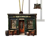 Irish Pub Christmas Ornament, Irish Pub Hanging Decoration Christmas, Wooden Irishpub Decor, Irishpub Christma Tree Wooden Ornaments, Festive Decoration For Front Door