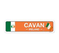 Irish Pub Decor - Cavan, Ireland, Flag, Clover, Gifts - Irish Street Sign - Metal City Signs, Home/Kitchen/Living Room/Man Cave/Bar/Office/Cafe Wall Art Decoration - Aluminium - 4x16 Inches