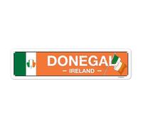 Irish Pub Decor - Donegal, Ireland, Flag, Clover, Gifts - Irish Street Sign - Metal City Signs, Home/Kitchen/Living Room/Man Cave/Bar/Office/Cafe Wall Art Decoration - Aluminium - 4x16 Inches