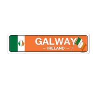 Irish Pub Decor - Galway, Ireland, Flag, Clover, Gifts - Irish Street Sign - Metal City Signs, Home/Kitchen/Living Room/Man Cave/Bar/Office/Cafe Wall Art Decoration - Aluminium - 4x16 Inches