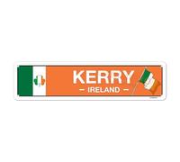 Irish Pub Decor - Kerry, Ireland, Flag, Clover, Gifts - Irish Street Sign - Metal City Signs, Home/Kitchen/Living Room/Man Cave/Bar/Office/Cafe Wall Art Decoration - Aluminium - 4x16 Inches