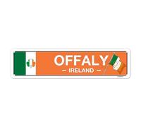 Irish Pub Decor - Offaly, Ireland, Flag, Clover, Gifts - Irish Street Sign - Metal City Signs, Home/Kitchen/Living Room/Man Cave/Bar/Office/Cafe Wall Art Decoration - Aluminium - 4x16 Inches