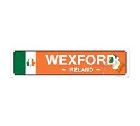 Irish Pub Decor - Wexford, Ireland, Flag, Clover, Gifts - Irish Street Sign - Metal City Signs, Home/Kitchen/Living Room/Man Cave/Bar/Office/Cafe Wall Art Decoration - Aluminium - 4x16 Inches