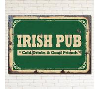 IRISH PUB DRINKS Friends Retro Metal Sign Man Cave Bar Plaque Party Vintage Gift