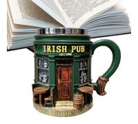 Irish Pub Tea Mug Coffee Cups, 300 Ml Novelty Embossed Irish Mug Resin, 3D Coffee Mugs, for Water Beer Beverage Home Travel Bar