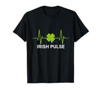 Irish Pulse Heartbeat St Patricks Day Shamrock EKG Graphic T-Shirt