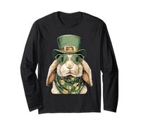 Irish Rabbit with Heart Sunglasses Shamrocks St Patricks Day Long Sleeve T-Shirt