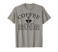 Irish Red and White Setter Dog and Coffee T-Shirt