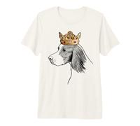 Irish Red and White Setter Dog Wearing Crown Premium T-Shirt