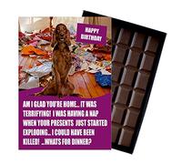 Irish Red Setter Birthday Gifts Silly Presents Cards for Dog Lovers Funny 85 Gram Boxed Belgian Milk Chocolate Greeting Bar Not a Dog Treat Human Consumption Only