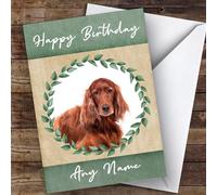 Irish Red Setter Dog Green Animal Personalised Birthday Card - Personalised Birthday Card For Animal, Wildlife & Pet Lovers, Custom Animal Birthday Card