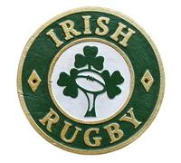 'Irish Rugby' Sport Memorabilia Cast Iron Vintage Style Wall Sign Plaque Red and Gold Hand Painted Metal Wall Mounted Home Decor 23cm