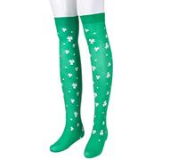 Irish Saint Patricks Day Thigh High Stockings Green Striped Print Over Knee Long Socks Festival Holiday Cosplay Tights