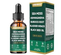 Irish Sea Moss Drops Supplement | Black Seed Oil, Irish Seamoss, Ashwagandha, Burdock Root & Bladderwrack | Herbal Supplement for Gut Heath & Detox Cleanse, Immune Support, Skin & Hair, 60ml Vegan