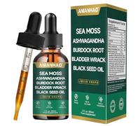 Irish Sea Moss Drops Supplement, Black Seed Oil Irish Seamoss Ashwagandha Burdock Root & Bladderwrack - Multimineral Liquid Vegan for Gut Heath Energy Skin Immune Support & Hair, 60ml