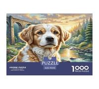 Irish Setter 1000 Pieces for Adults: Dog near River by Bridge Fun And Challenging Family Game Great Gift 70x50cm/1000pcs