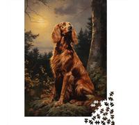 Irish Setter at Night 1000-Piece Puzzle for Adults, 52x38cm/1000pcs, Smooth White Cardboard Pieces; Tabletop Time to Share with Good Company