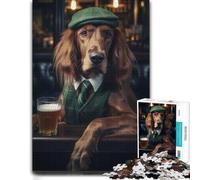 Irish Setter at The Pub Picture Wood Puzzle, Adults, 1000 Pieces | Jigsaw Puzzle: fresh-start puzzle gift, quiet evening activity.