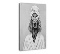 Irish Setter Bathroom Art, Dog in Bathrobe Canvas Poster Bedroom Decor Landscape Office Room Decor Gift 12x18inch(30x45cm)