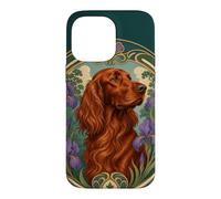 Irish Setter Dog Art Nouveau Floral Portrait Case for iPhone 14 Pro Max