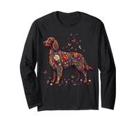 Irish Setter Dog Colorful Floral Butterfly Flowers Botanical Long Sleeve T-Shirt