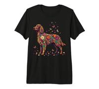 Irish Setter Dog Colorful Floral Butterfly Flowers Botanical Premium T-Shirt