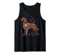 Irish Setter Dog Colorful Floral Butterfly Flowers Botanical Tank Top