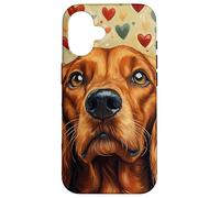 Irish Setter Dog Flowers With Hearts Around Boho Graphic Case for iPhone 16