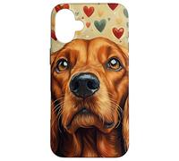 Irish Setter Dog Flowers With Hearts Around Boho Graphic Case for iPhone 16 Plus