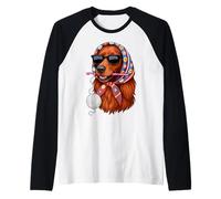 Irish Setter Dog Granny Square Crochet Yarn Crocheting Lover Raglan Baseball Tee