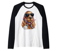 Irish Setter Dog Granny Square Crochet Yarn Crocheting Lover Raglan Baseball Tee