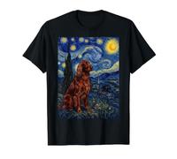 Irish Setter Dog Van Gogh Starry Night Value Graphic T-Shirt, Men, Black, XL