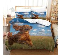 Irish Setter Duvet Cover Set 3D Printed Animals Quilt Cover with 2 Pillow Cases Comforter Cover Included Machine Washable with Zipper Closure 3 Pcs for Children's And Adults Single(140x200cm)