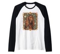Irish Setter English Country Vintage Floral Raglan Baseball Tee