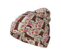 Irish Setter Floral Flowers Pet Dog Cream,Pullover Knit Hat Skull Cap Polyester Balaclava Slouchy Beanie Running Hat