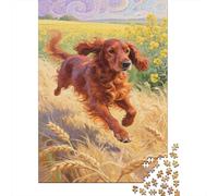 Irish Setter Jigsaw Puzzles for Adults 1000 Pieces Running in The Grass Educational Game Home Art DIY Family for Aduits And Kids Age 12 Years UP 1000pcs (75x50cm)