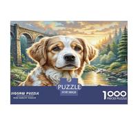 Irish Setter Jigsaw Puzzles for Adults: Dog near River by Bridge Educational Games for The Whole Family Women 38x26cm/1000pcs