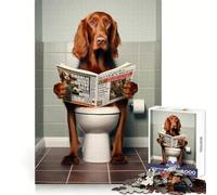 Irish Setter on The Toilet Puzzle for Teenagers 1000 Pieces Strong Memory Accurate Edge Joyful Challenge Wall Art (38x52cm)