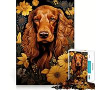 Irish Setter with Flowers 1000 Piece Jigsaw Puzzles for Adults Jigsaw Brain Think Pastime Game Real Challenge Xmas Santa Gift (38x52cm)