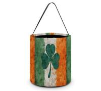 Irish Shamrock Flag Cute Halloween Candy Bucket Reusable Collapsible Candies Basket Fabric Tote Bags