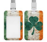 Irish Shamrock Flag Printed Badge Holder with Lanyard Plastic Name ID Card Cases Work Tag