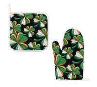 Irish Shamrock Oven Mitts And Pot Holders Set Of 2 Pcs Kitchen Oven Gloves for Cooking BBQ