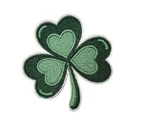 Irish Shamrock Patch - 3 Leaf Lucky Clover Iron-On Embroidered Badge for St. Patrick’s Day, DIY Jackets, Hats, Backpacks, Crafts (7cm)