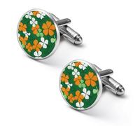 Irish Shamrock Saint Patrick Mens Classic Cufflinks Custom Shirt Cuff Links Jewelry Accessories for Business Wedding 0.7" 0.8"