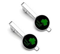 Irish Shamrocks Roots Men's Tie Clips Silver Necktie Bar Pinch Clips for Wedding Business 2 Pcs