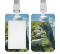Irish Sheep Printed Badge Holder with Lanyard Plastic Name ID Card Cases Work Tag