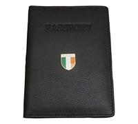 Irish Shield Leather Passport Cover Black Holder RFID Safe Gift 469