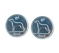 Irish Sixpence Cufflinks with Wolfhounds, Handmade in Fine Pewter with Polished Finish