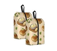 Irish Soda Bread Printed Travel Shoe Storage Bag Waterproof Jacquard Fabric is Lightweight, with Strong Handle and Central Zipper.